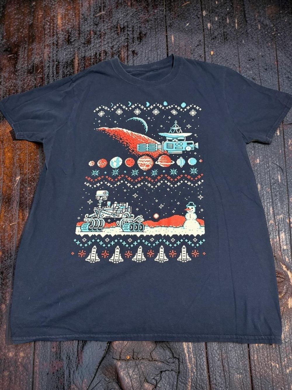 NASA 8-bit Space “Ugly Christmas Sweater” T-Shirt